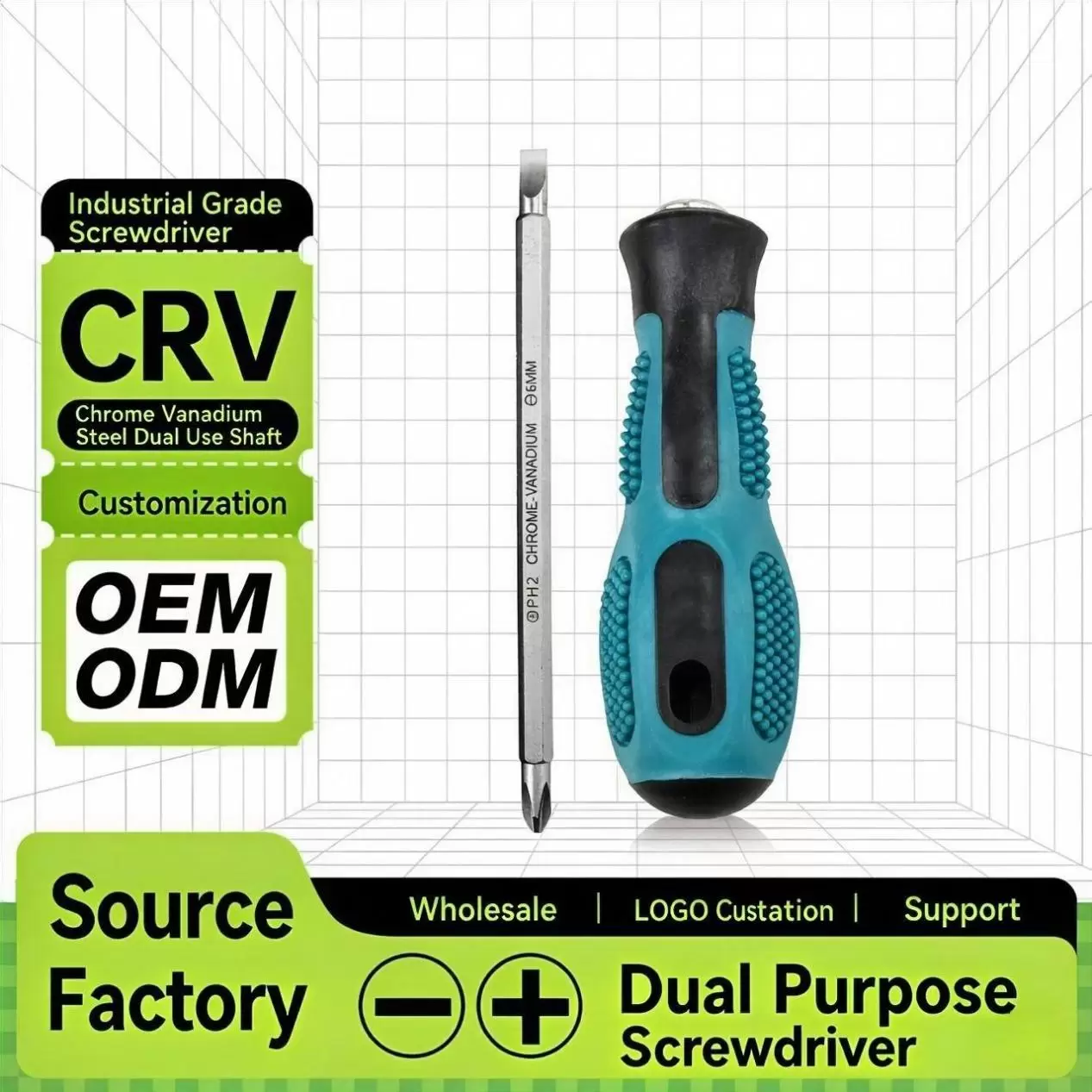 Double-head dual-purpose multi-functional one-sided and cross-shaped strong magnetic drill bit with rubber handle, suitable for household use and manual screwdriver
