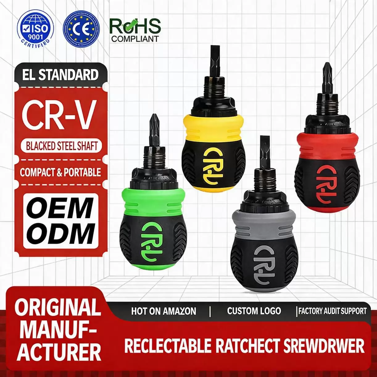 Ratchet screwdriver - multi-functional adjustable telescopic screwdriver, cross and flat-head screwdrivers, household hardware tools
