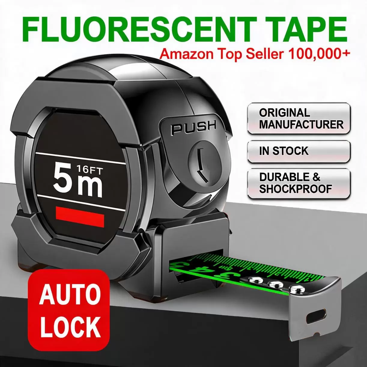 3m - 10m Industrial Grade Measuring Tool ABS Thickened Anti-Damage Matte Fluorescent Steel Tape Measure